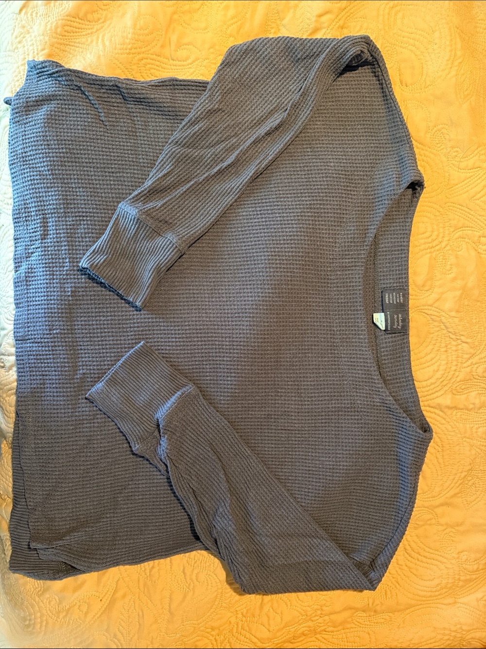 Anthropologie Long-Sleeve Waffle Knit Tee in Charcoal